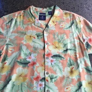 Caribbean Joe Hawaiian Button Up Short Sleeve Shirt -‎ Size Large